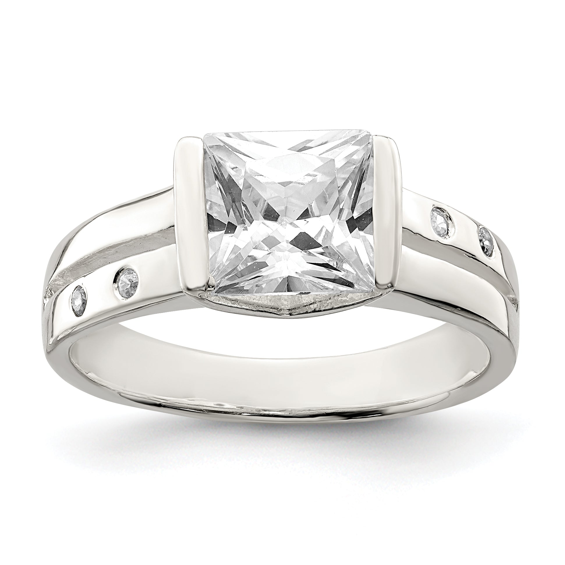 Sterling Silver Square CZ Ring Main image