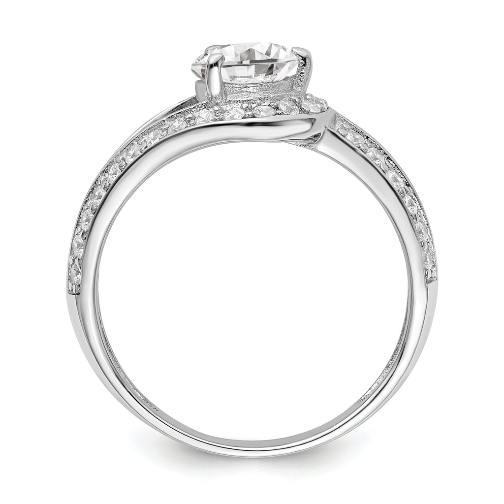 Sterling Silver Rhodium-Plated Plated Cubic Zirconi Ring