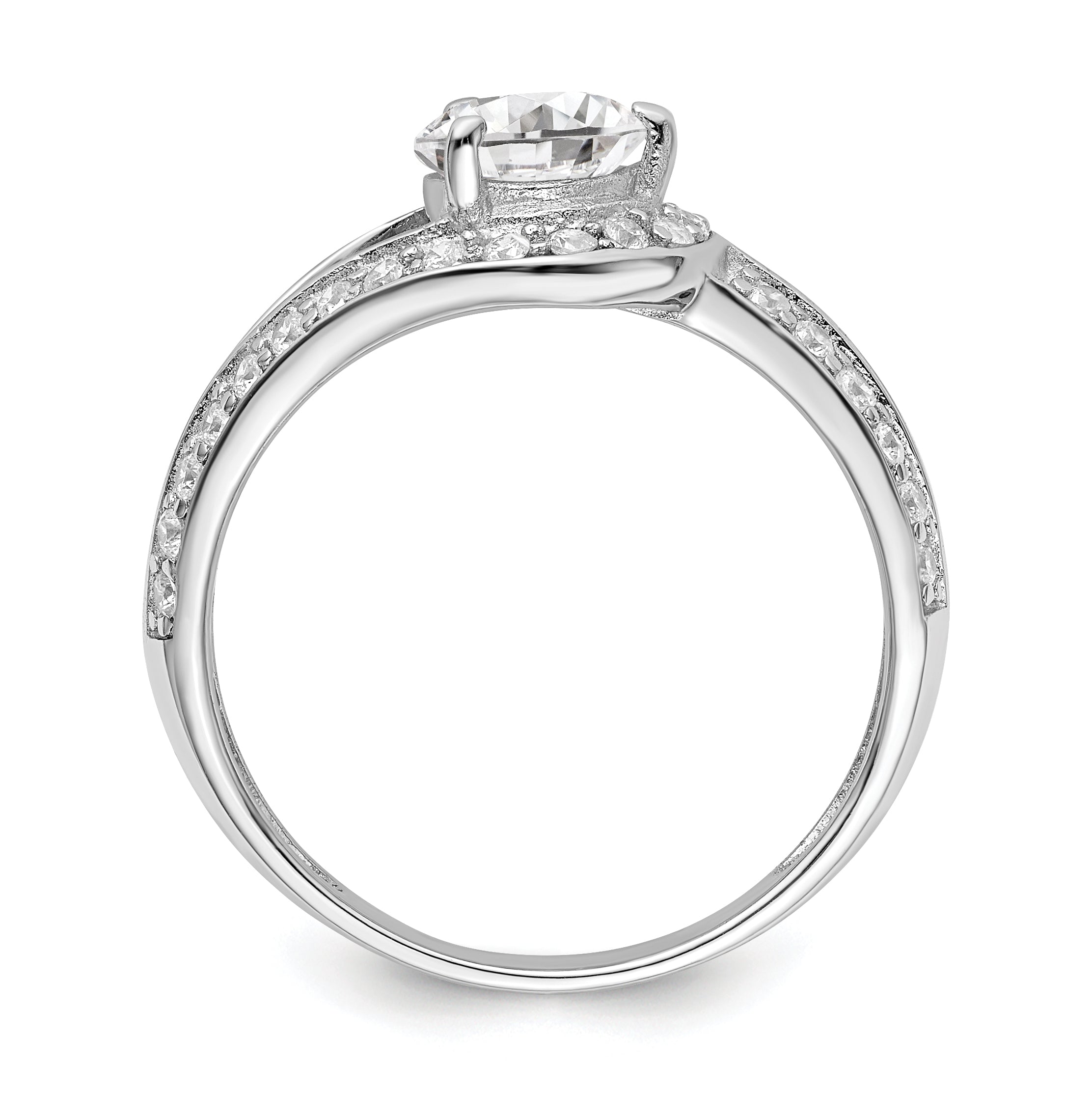 Sterling Silver Rhodium-Plated Plated Cubic Zirconi Ring