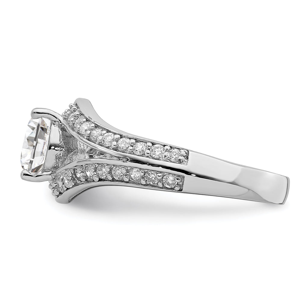 Sterling Silver Rhodium-Plated Plated Cubic Zirconi Ring