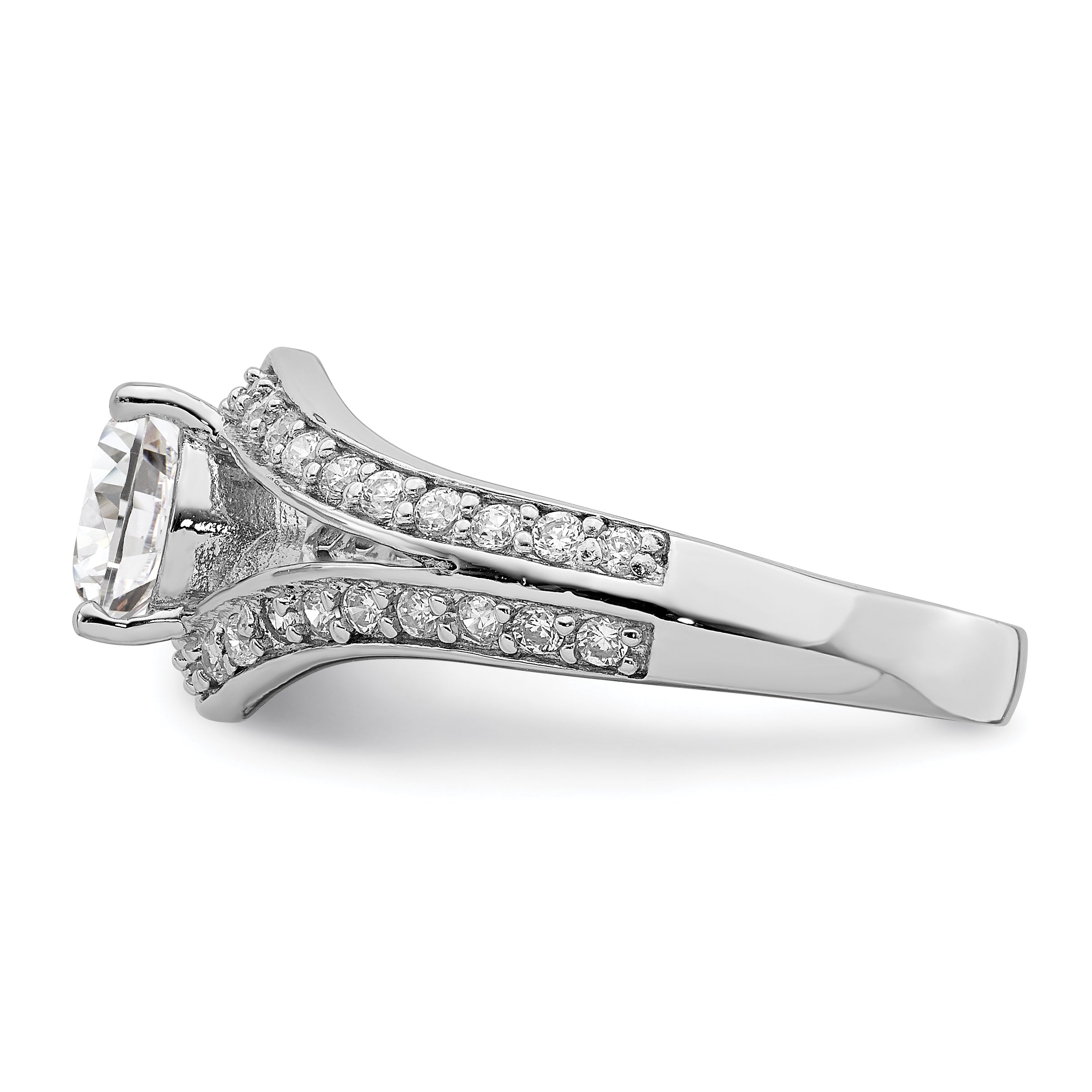 Sterling Silver Rhodium-Plated Plated Cubic Zirconi Ring
