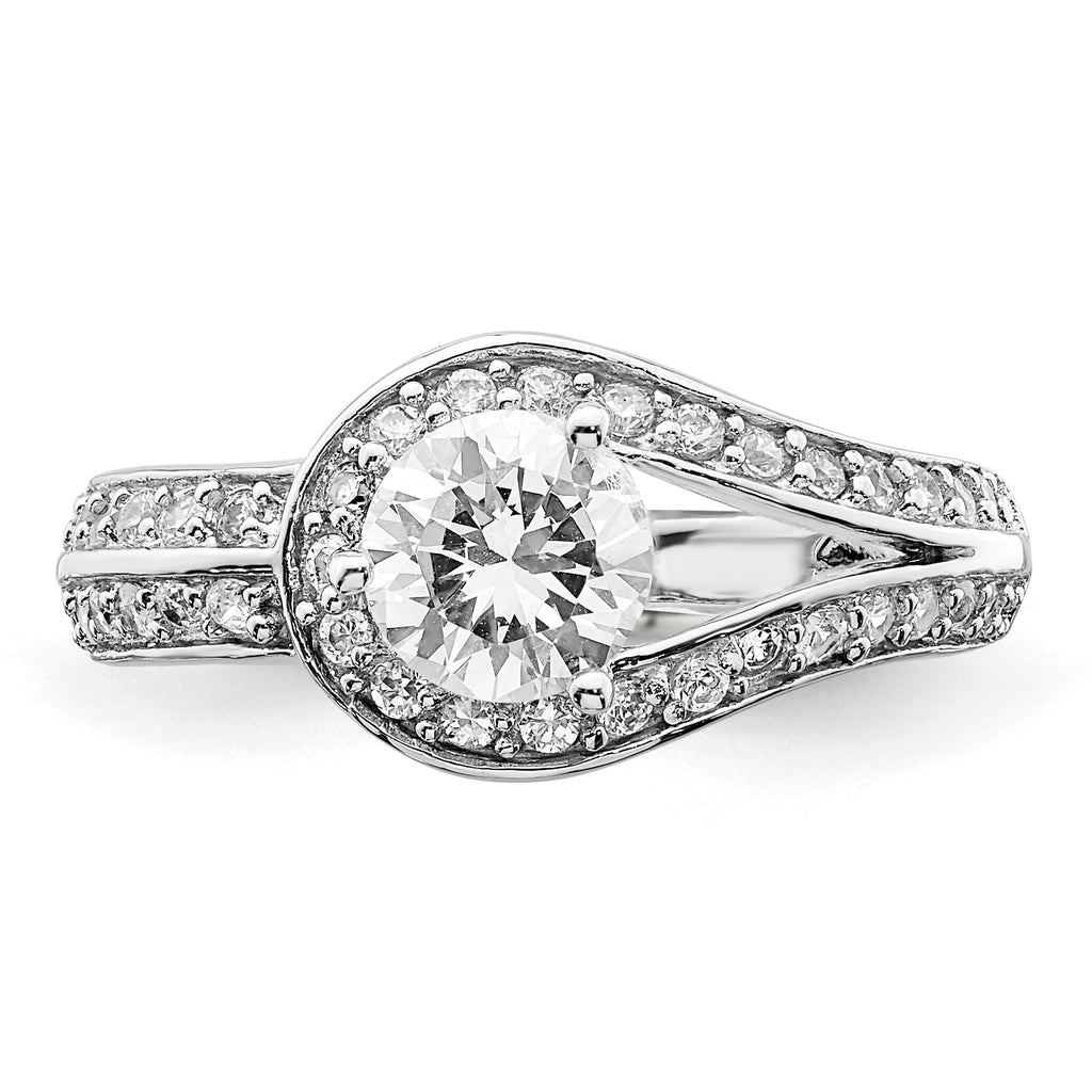 Sterling Silver Rhodium-Plated Plated Cubic Zirconi Ring