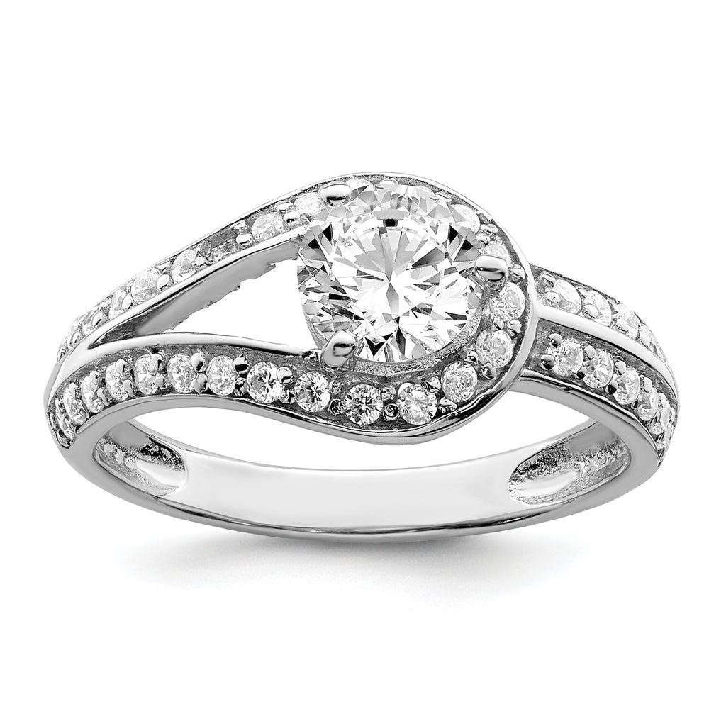 Sterling Silver Rhodium-Plated Plated Cubic Zirconi Ring