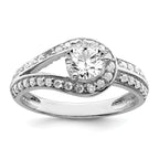 Sterling Silver Rhodium-Plated Plated Cubic Zirconi Ring