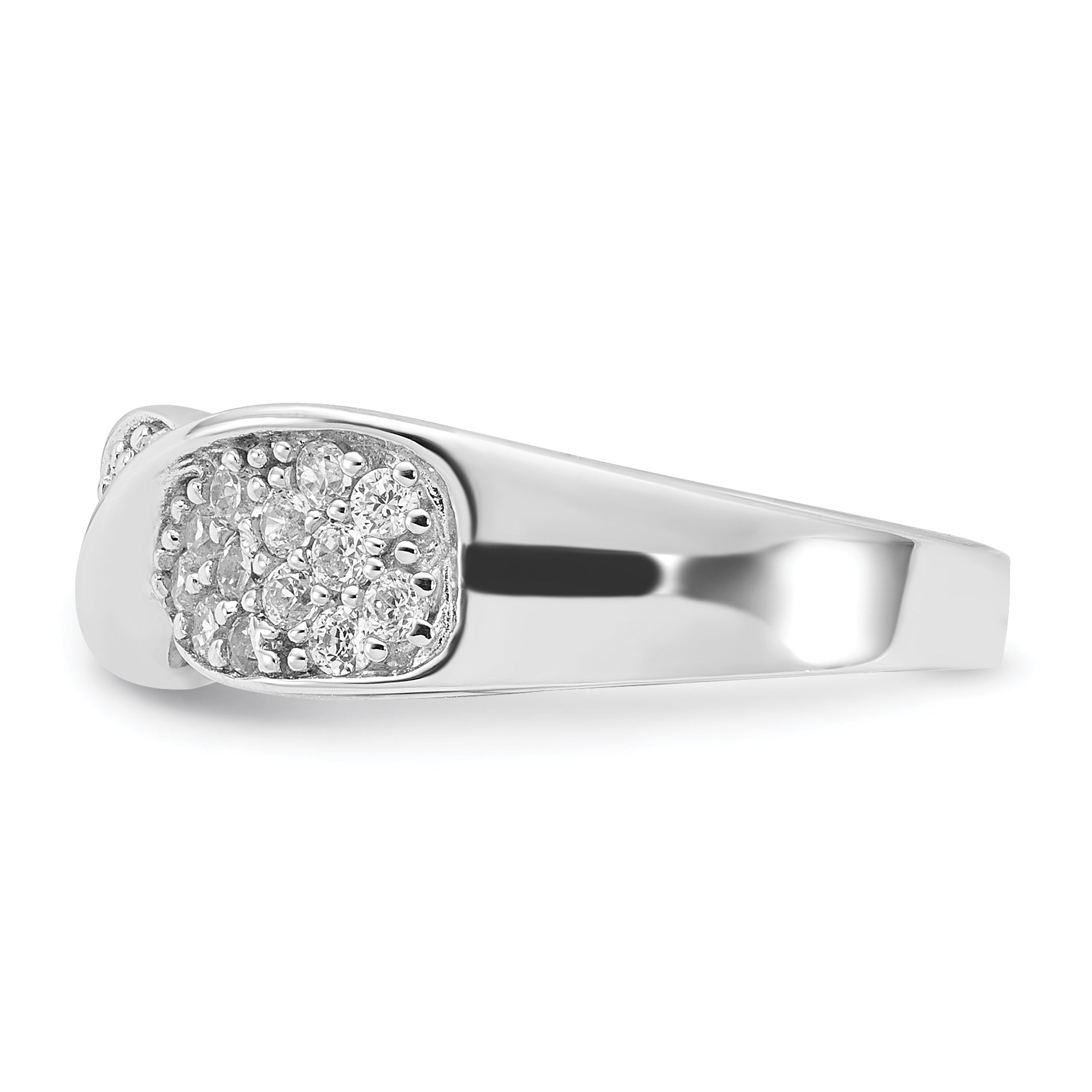 Sterling Silver Rhodium Plated CZ Twisted Ring