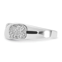 Sterling Silver Rhodium Plated CZ Twisted Ring