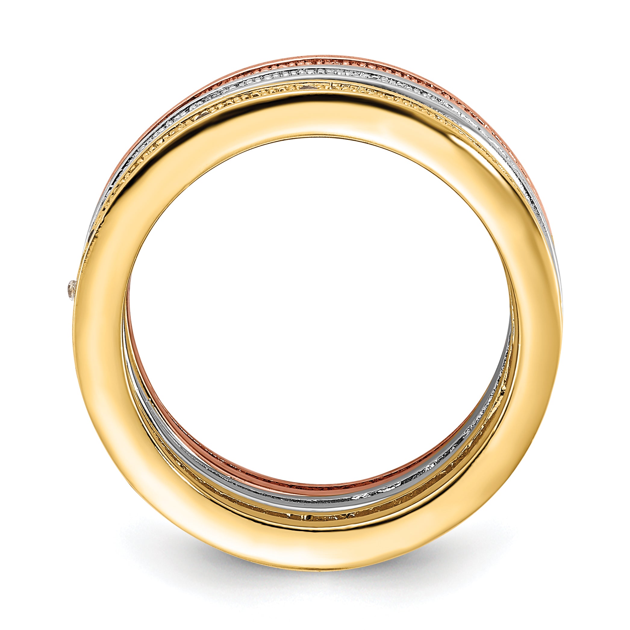 Sterling Silver Gold-tone & Rose-tone Vermeil Trio Stackable Ring Set Secondary image