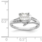 Sterling Silver Rhodium Plated CZ Heart Ring