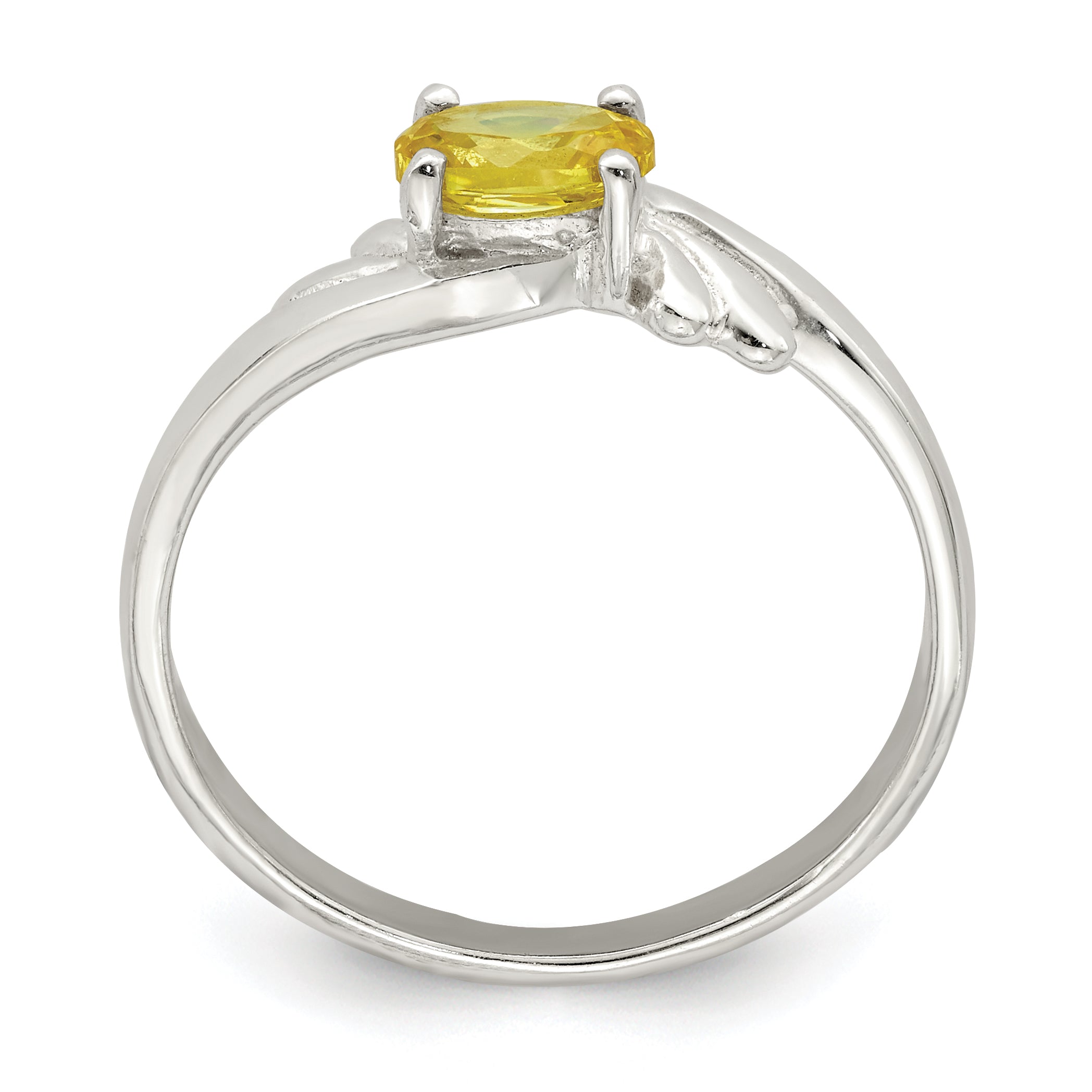 Sterling Silver Yellow Oval CZ Ring Secondary image