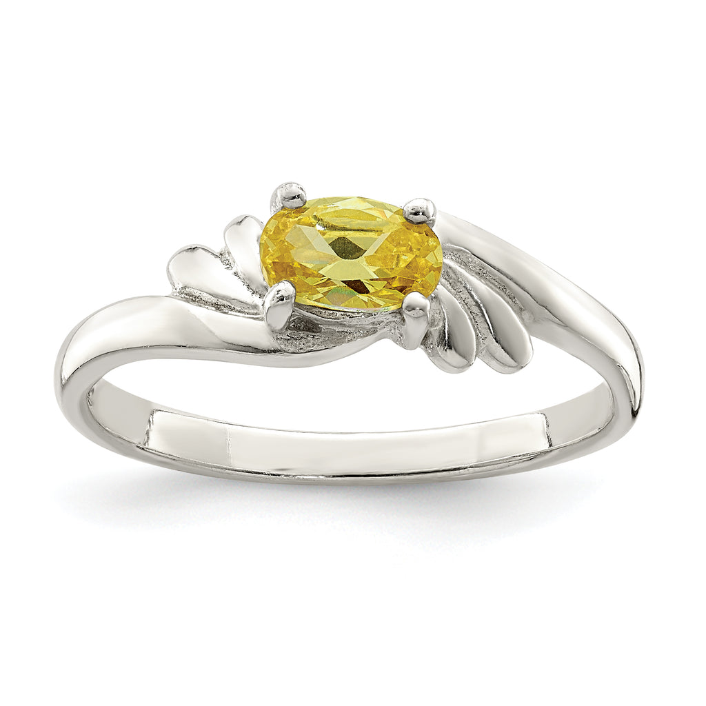 Sterling Silver Yellow Oval CZ Ring