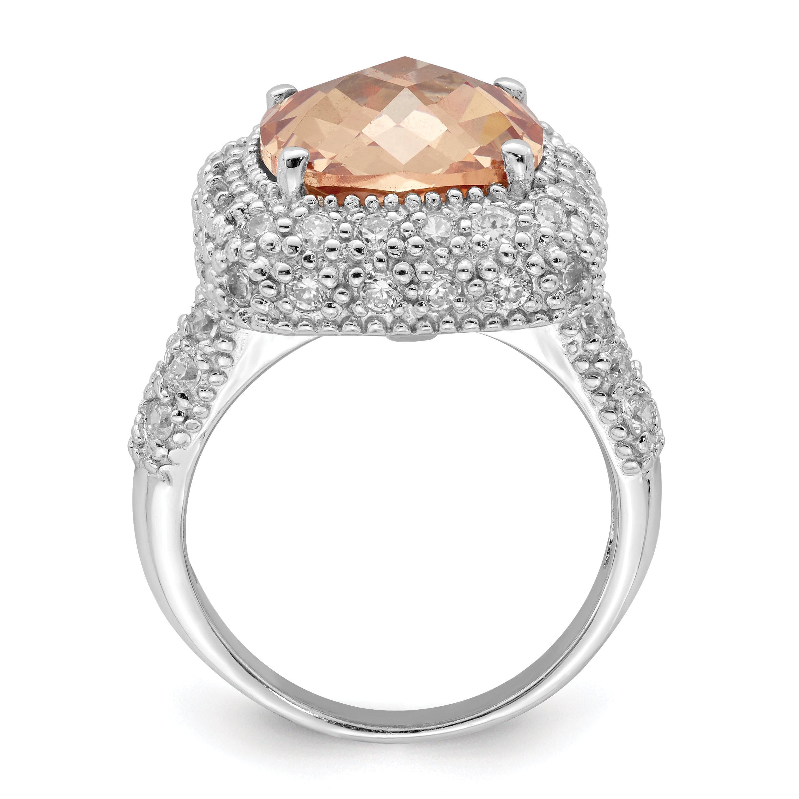 Sterling Silver Champagne & Clear CZ Ring Secondary image