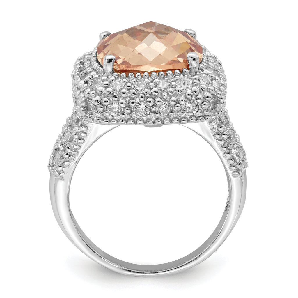 Sterling Silver Champagne & Clear CZ Ring