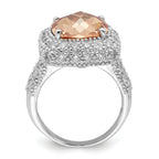 Sterling Silver Champagne & Clear CZ Ring