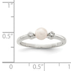 Sterling Silver CZ Imitation Pearl Ring