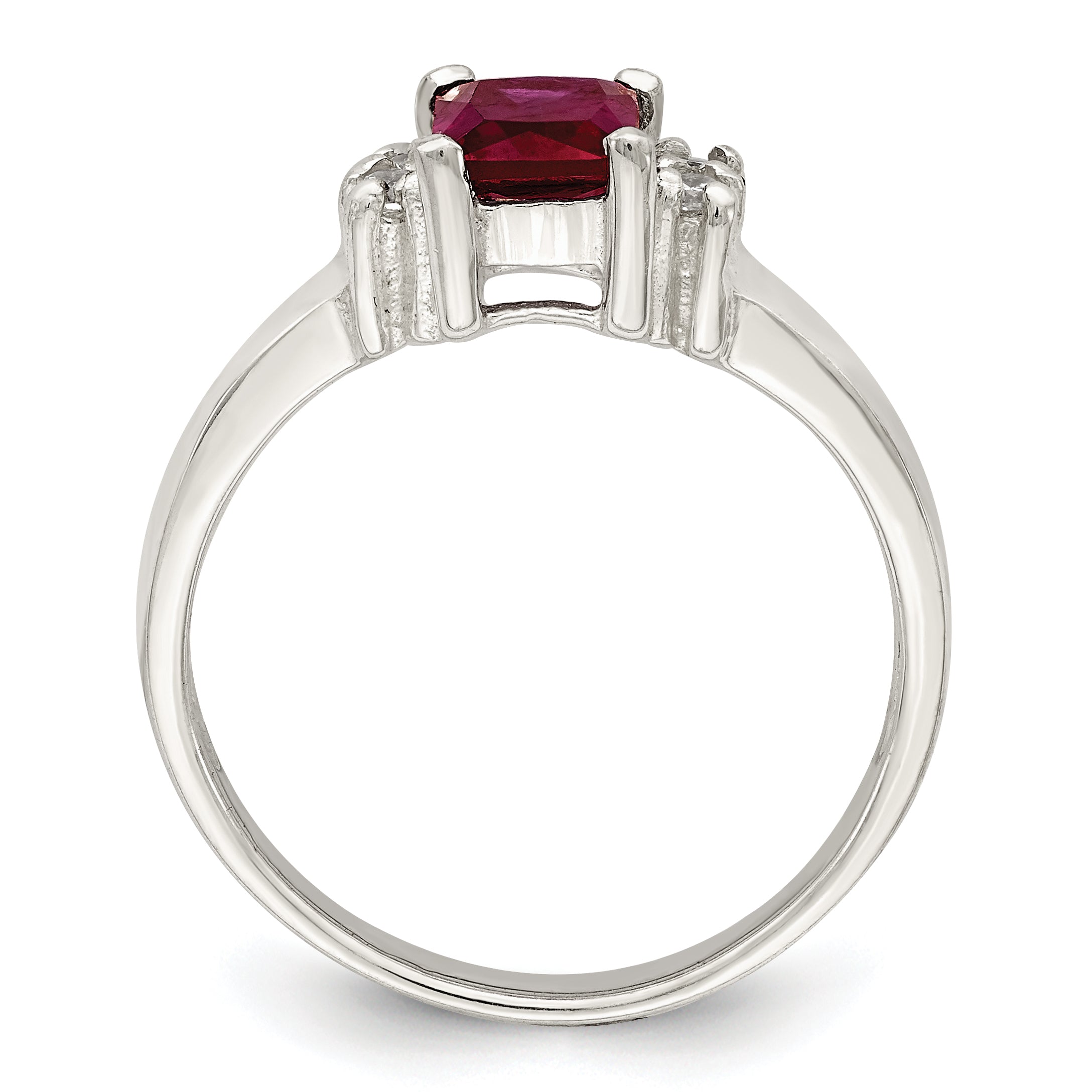 Sterling Silver Red & White CZ Ring Secondary image