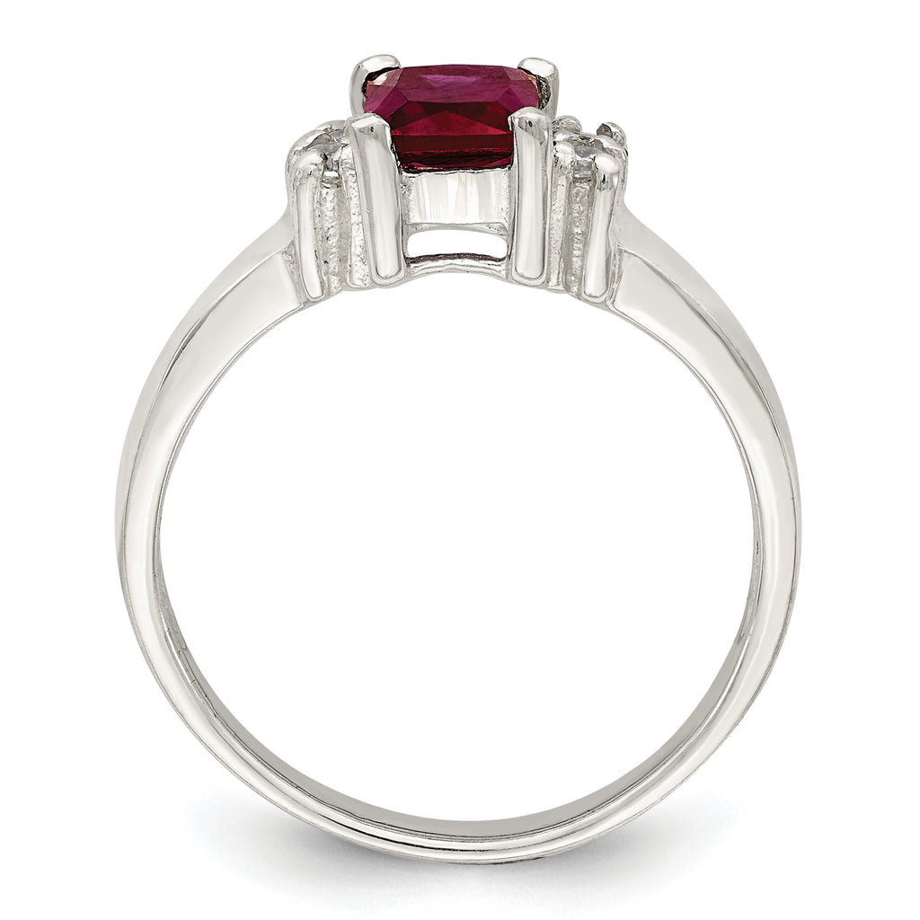 Sterling Silver Red & White CZ Ring