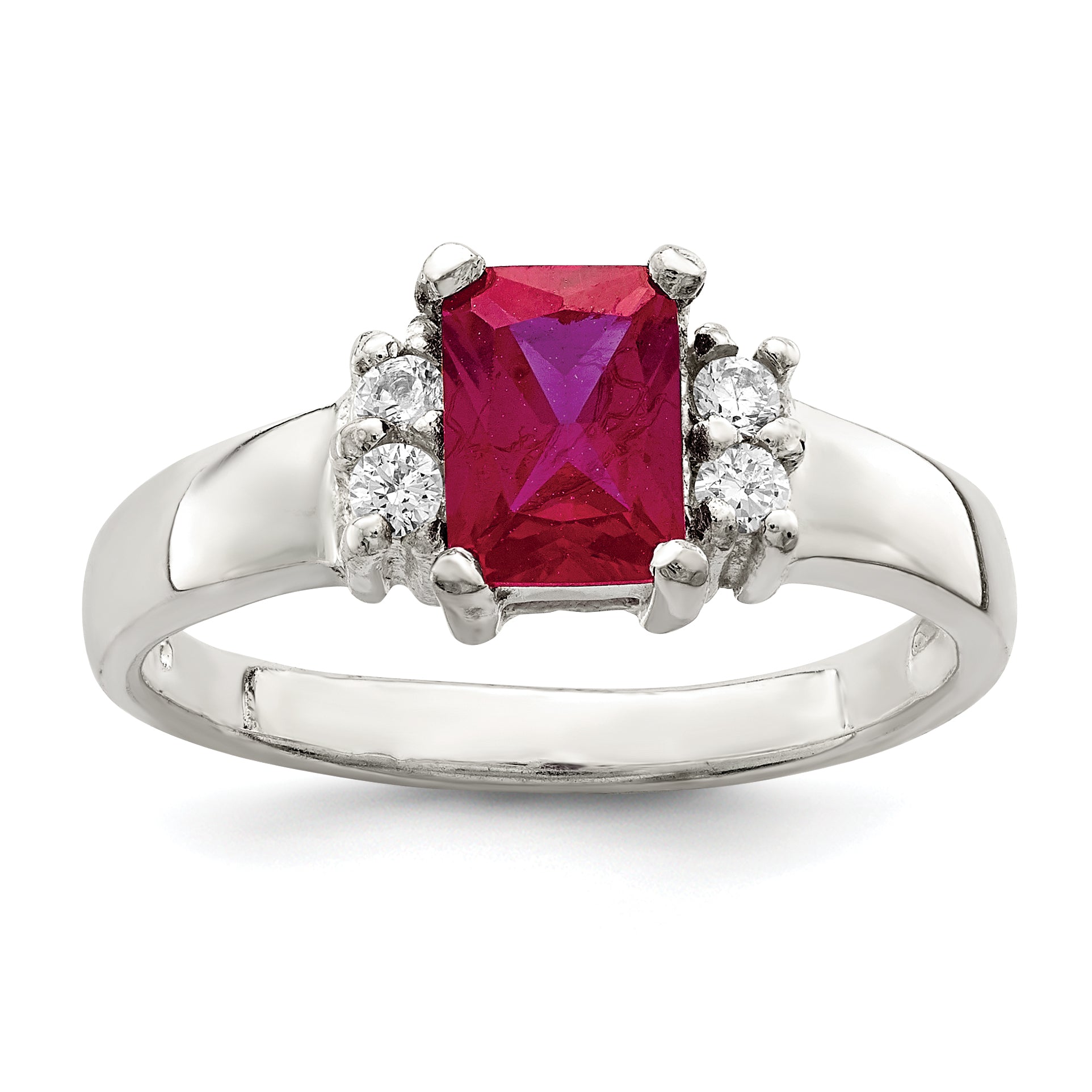 Sterling Silver Red & White CZ Ring Main image