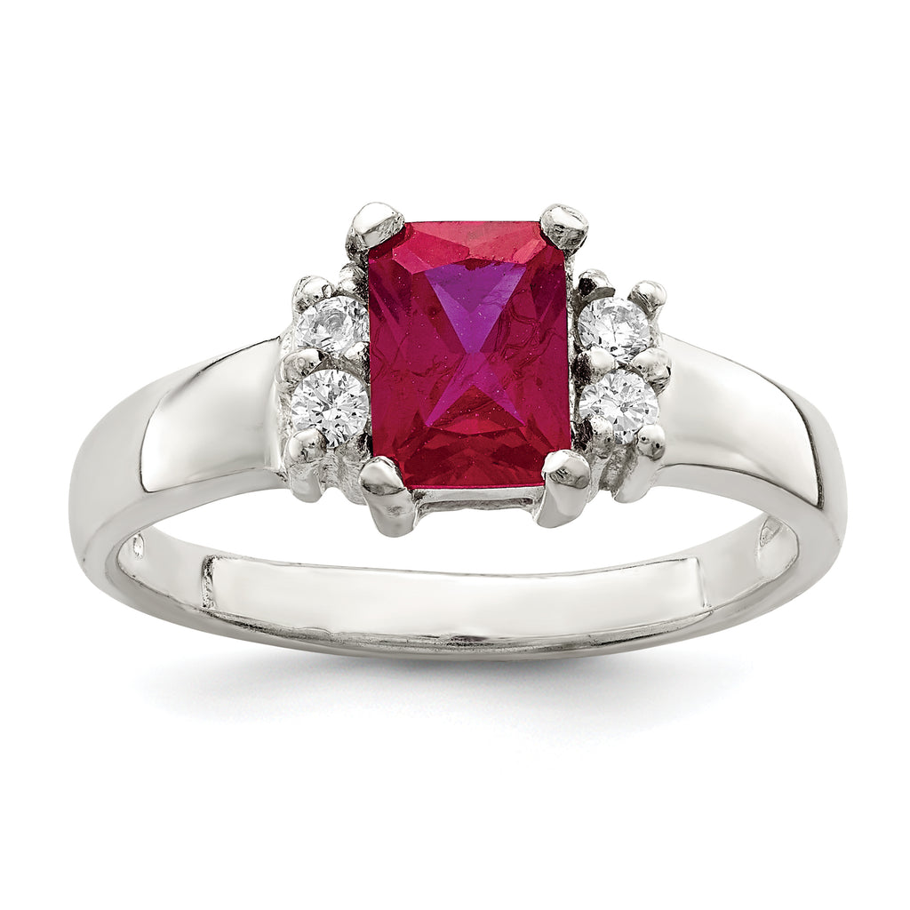 Sterling Silver Red & White CZ Ring
