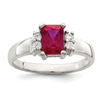 Sterling Silver Red & White CZ Ring