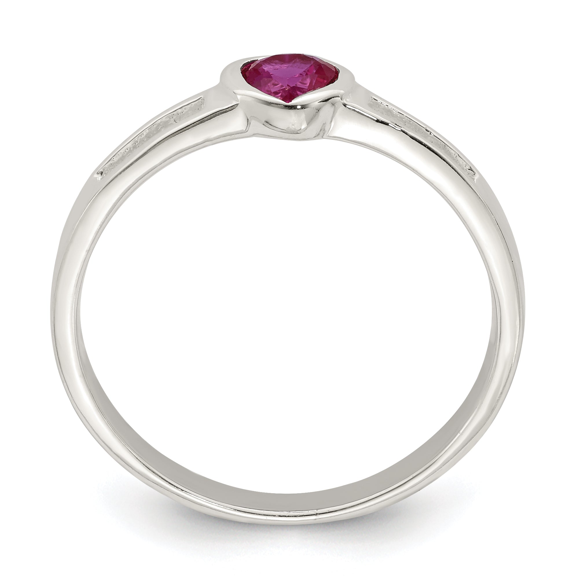 Sterling Silver Red CZ Heart Ring Secondary image