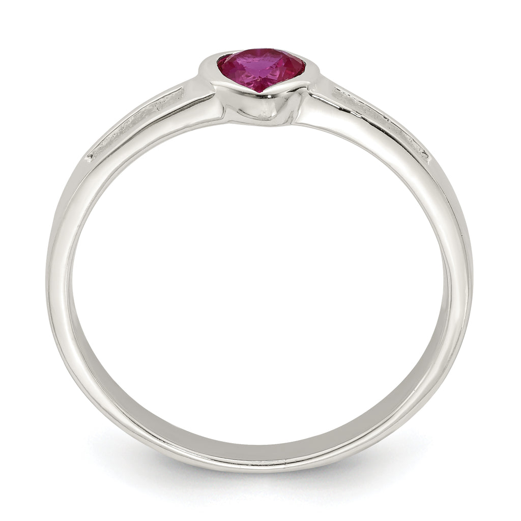 Sterling Silver Red CZ Heart Ring