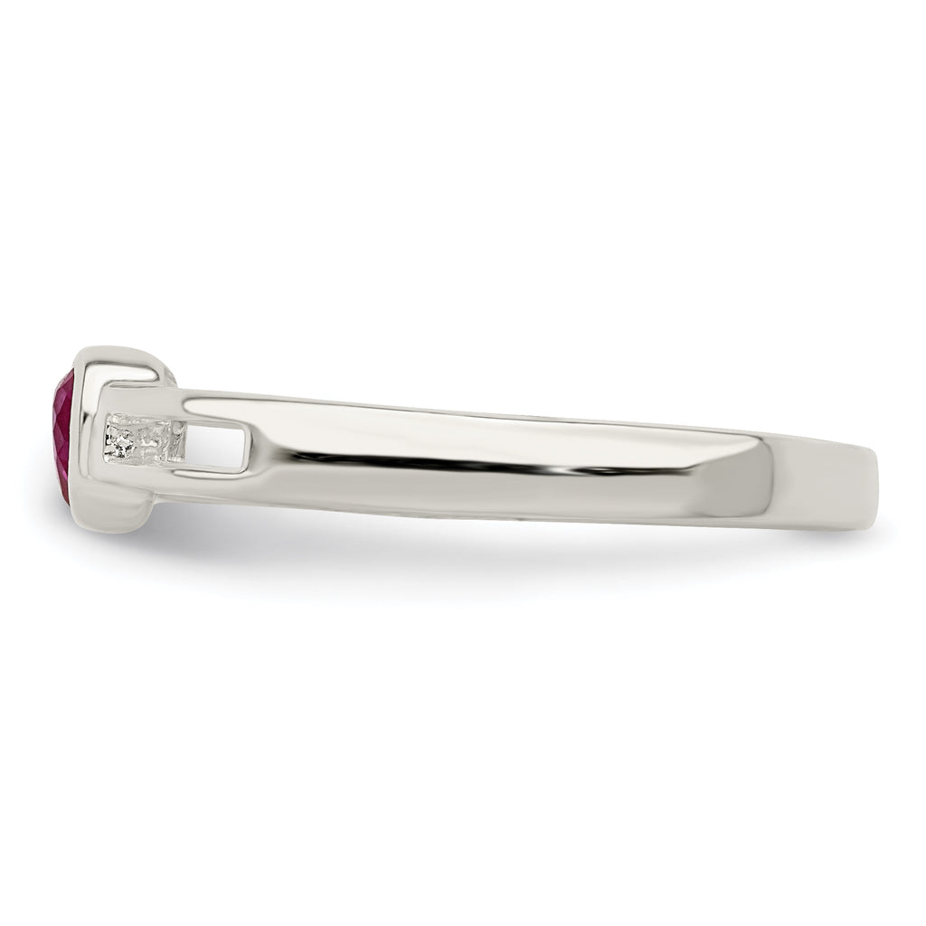 Sterling Silver Red CZ Heart Ring