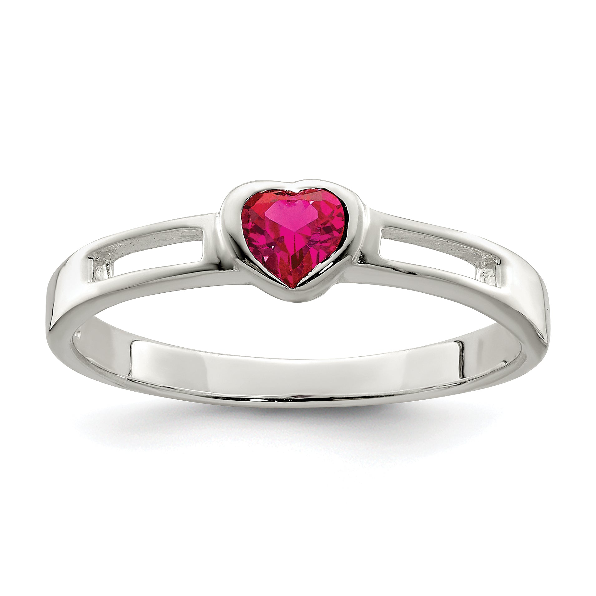 Sterling Silver Red CZ Heart Ring Main image