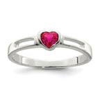 Sterling Silver Red CZ Heart Ring