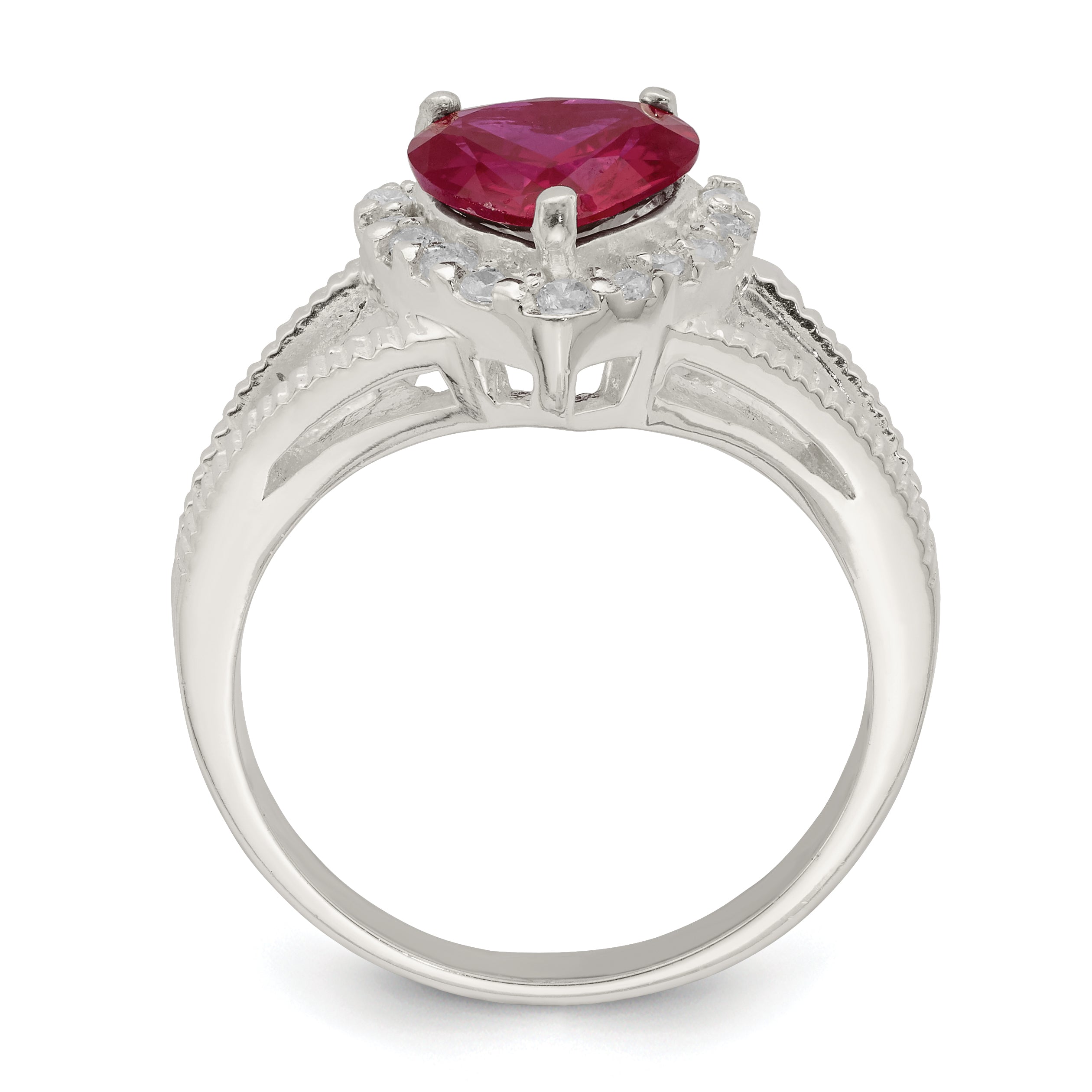 Sterling Silver Red CZ Heart Ring Secondary image