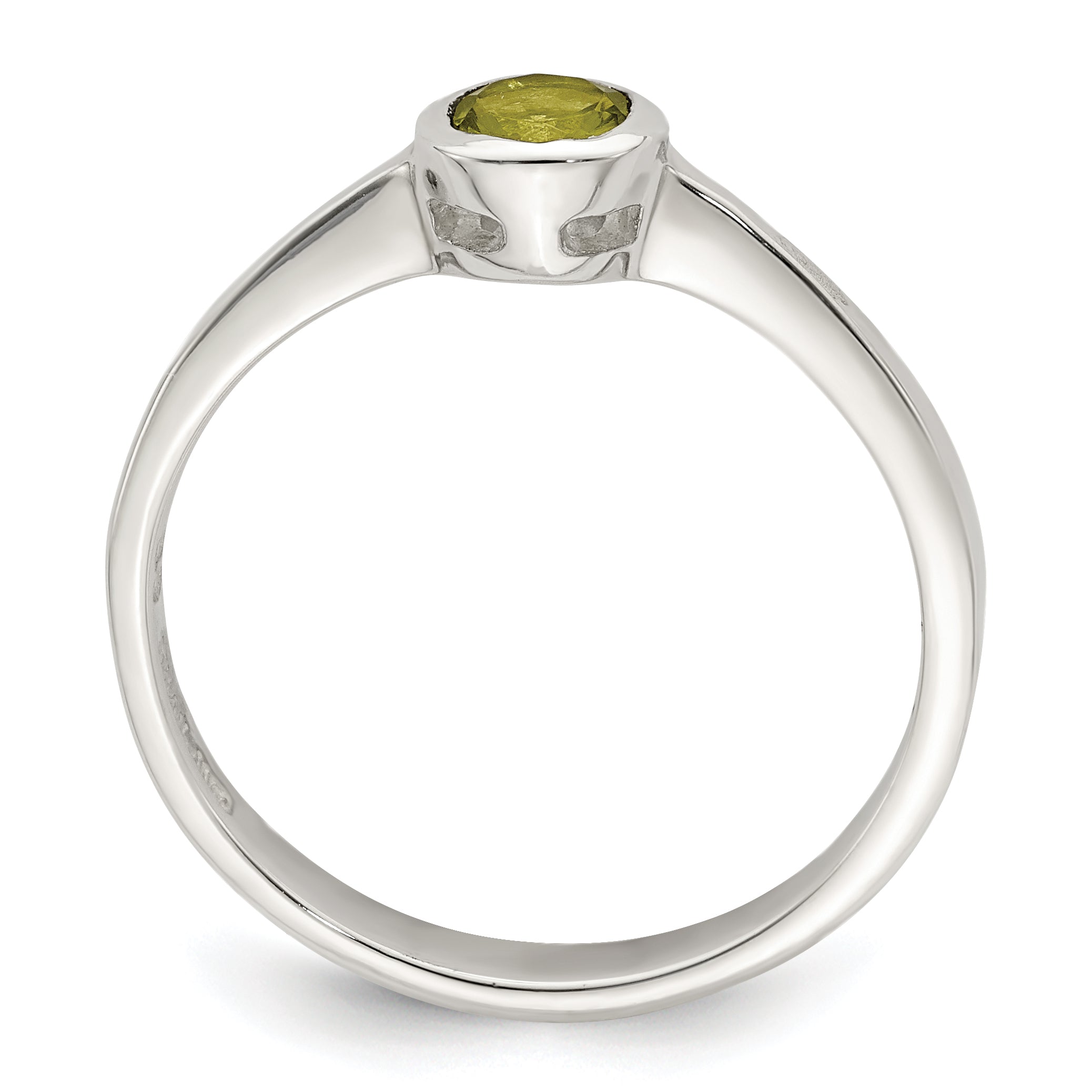 Sterling Silver Lime Green Round Bezel CZ Ring Secondary image