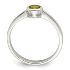 Sterling Silver Lime Green Round Bezel CZ Ring