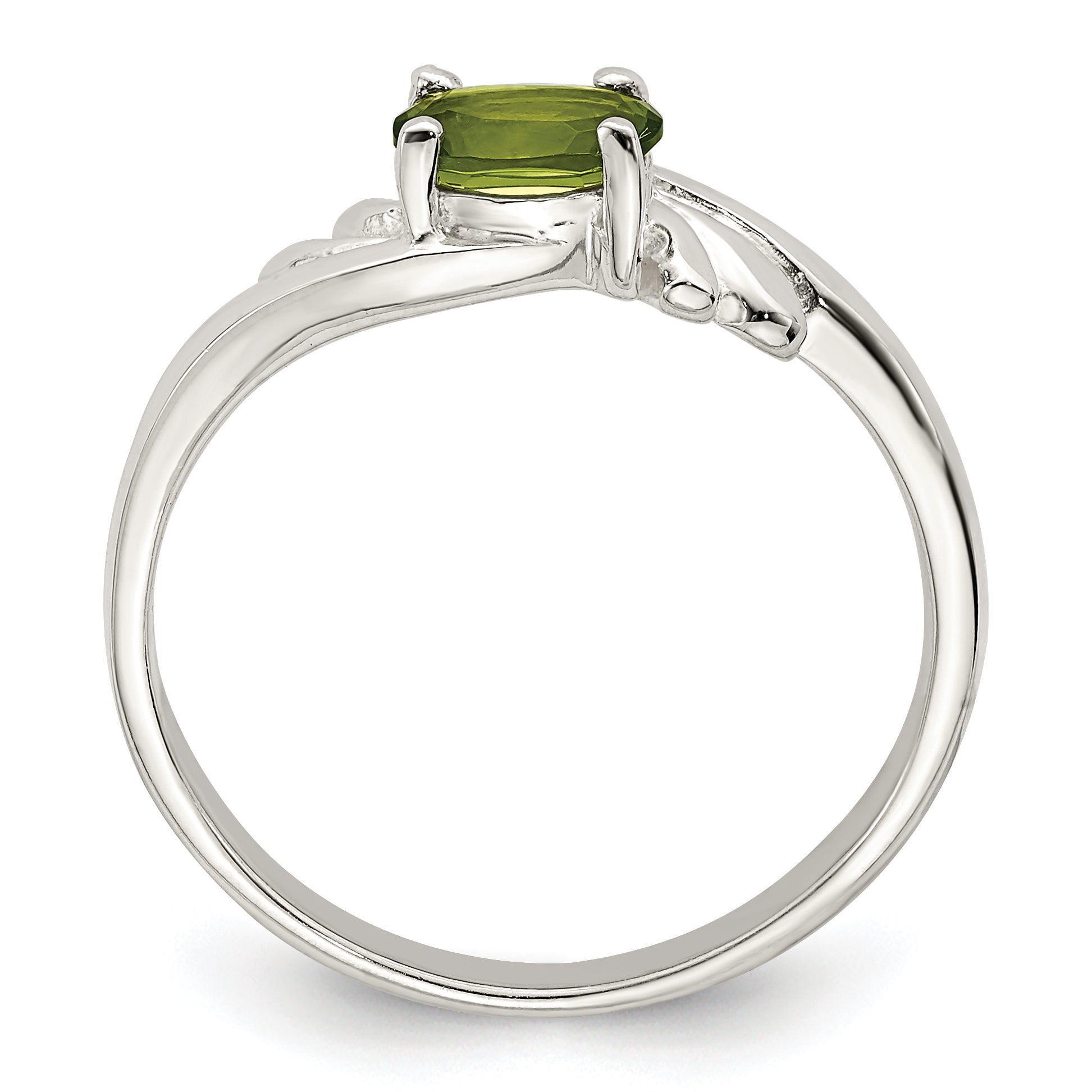 Sterling Silver Lime Green Oval CZ Ring Secondary image
