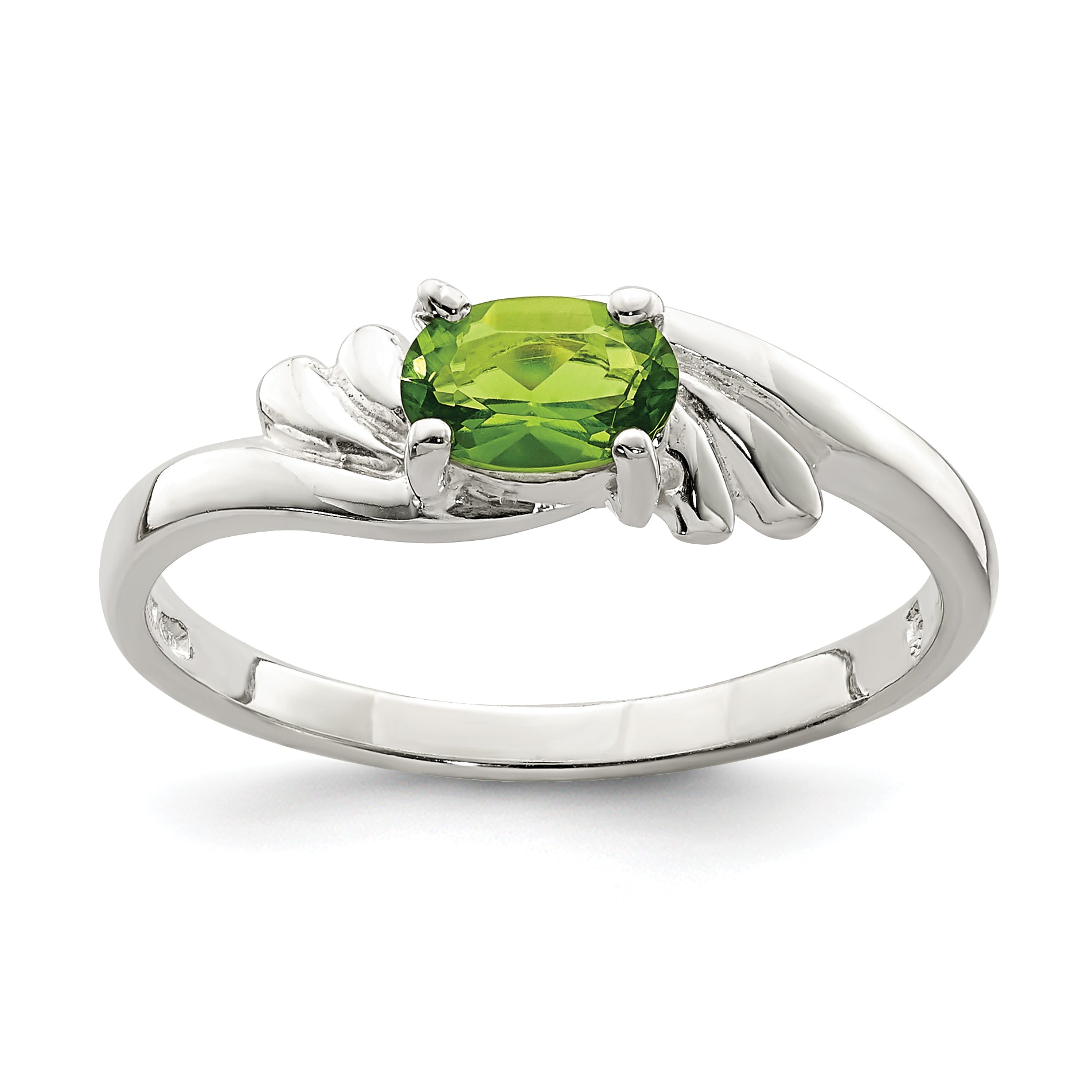 Sterling Silver Lime Green Oval CZ Ring Main image