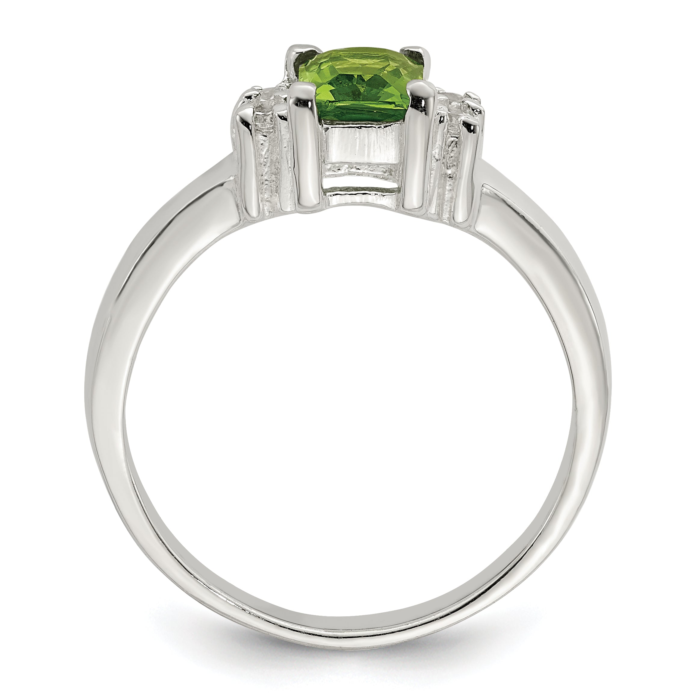 Sterling Silver Lime Green & White CZ Ring Secondary image