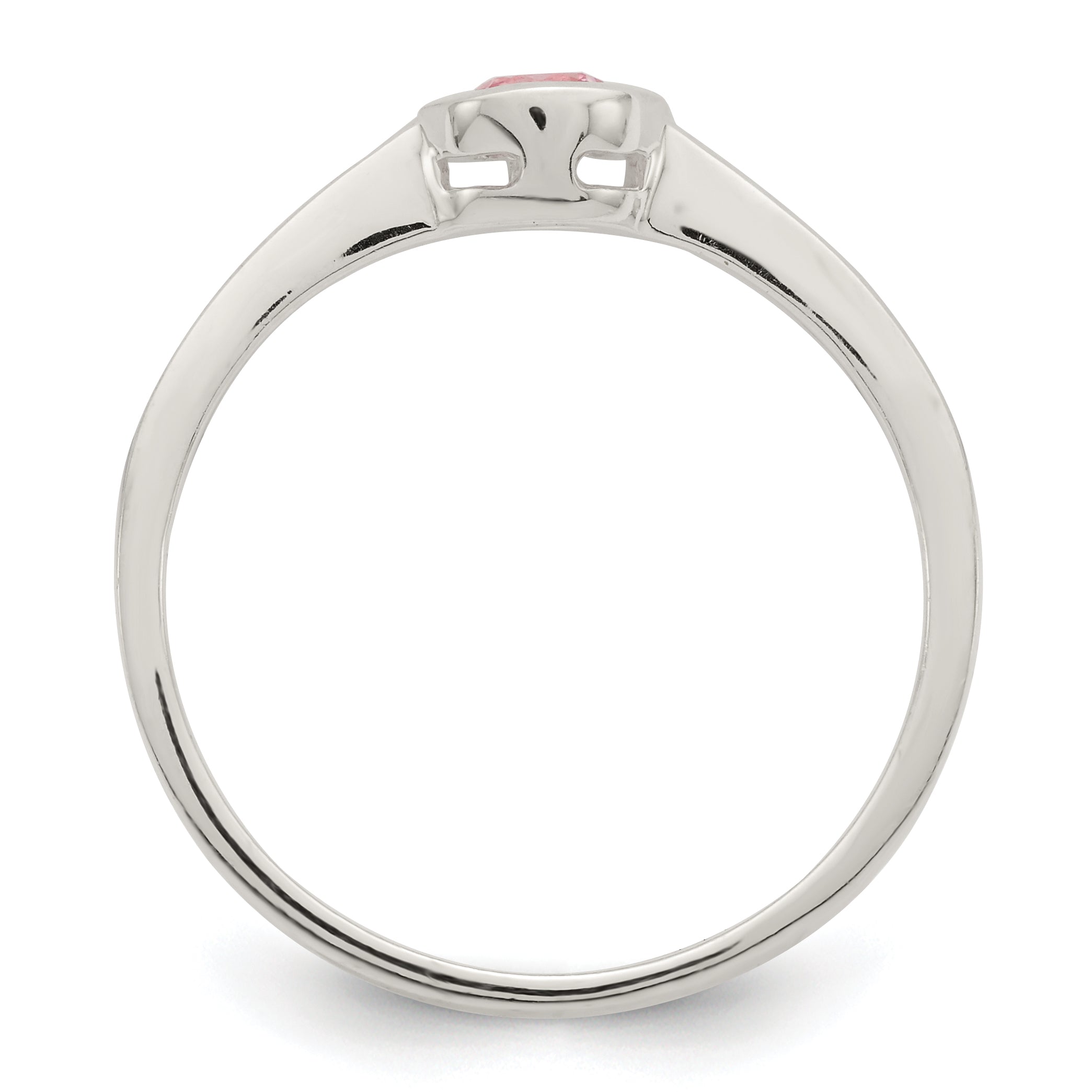 Sterling Silver Pink Round Bezel CZ Ring Secondary image