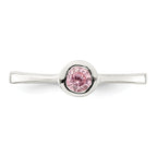 Sterling Silver Pink Round Bezel CZ Ring