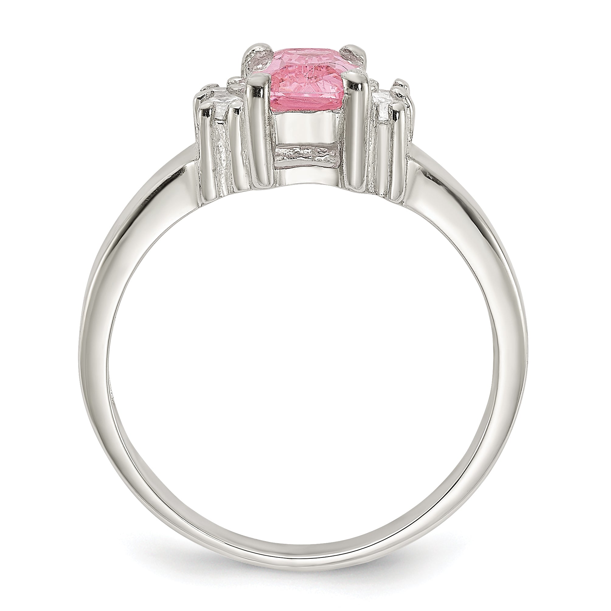 Sterling Silver Pink & White CZ Ring Secondary image