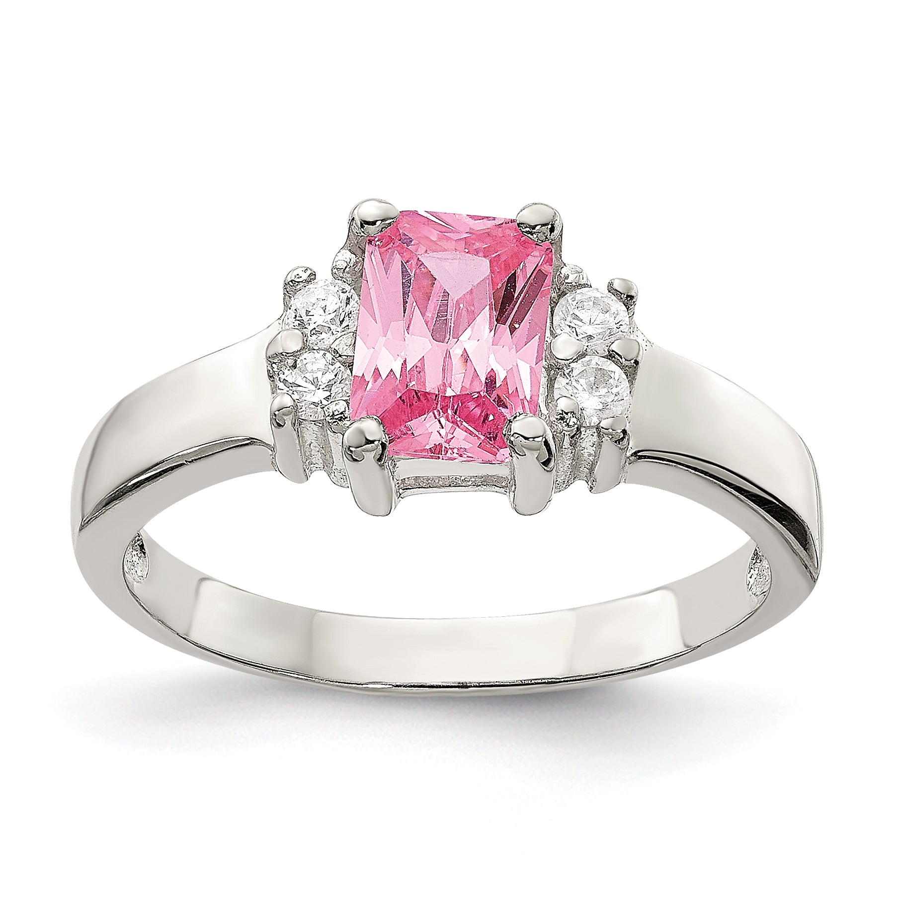 Sterling Silver Pink & White CZ Ring Main image