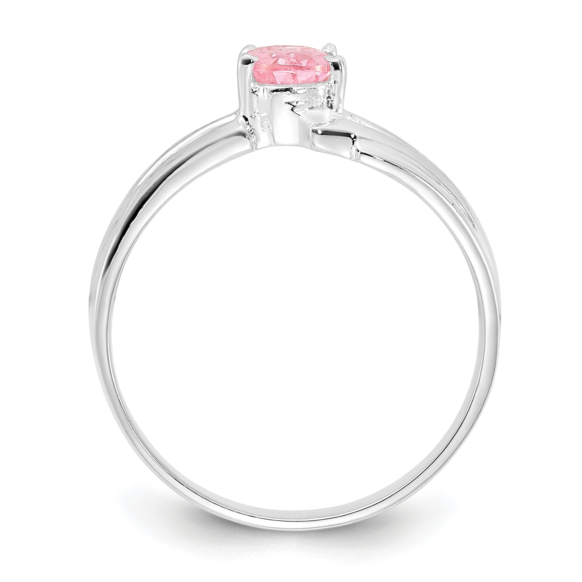 Sterling Silver Polished Pink Oval CZ Ring Secondary image
