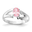 Sterling Silver Polished Pink Oval CZ Ring