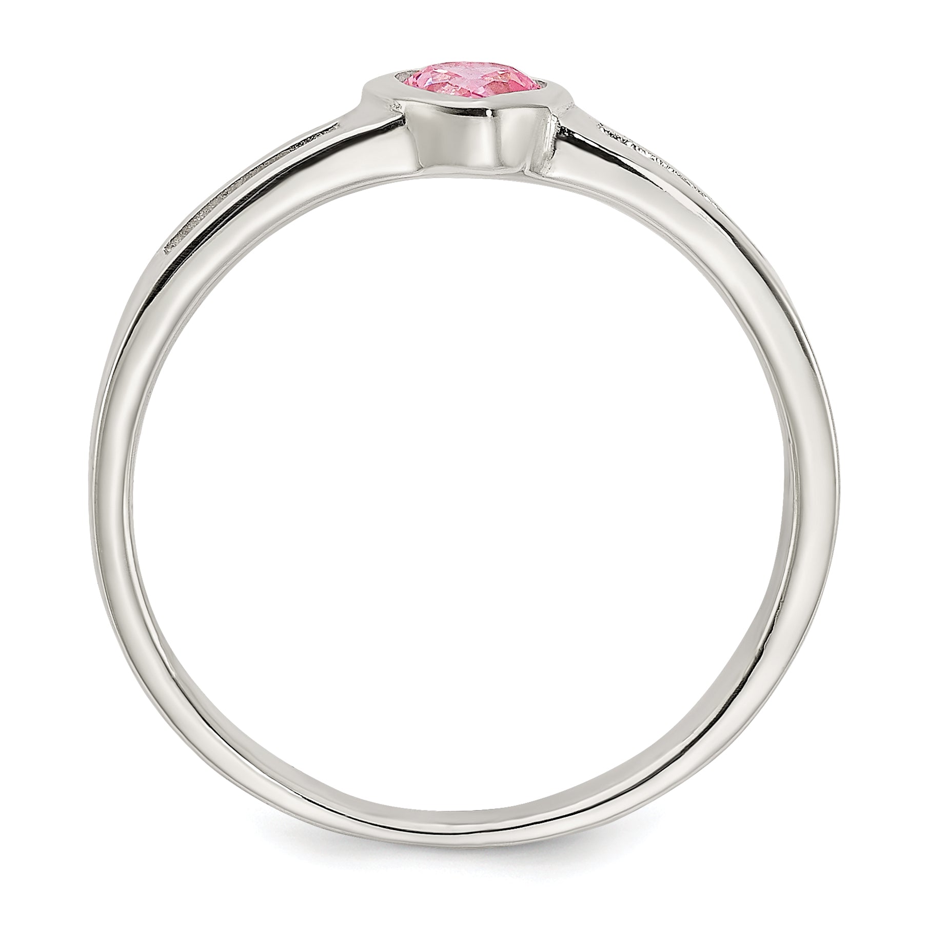 Sterling Silver Pink CZ Heart Ring Secondary image