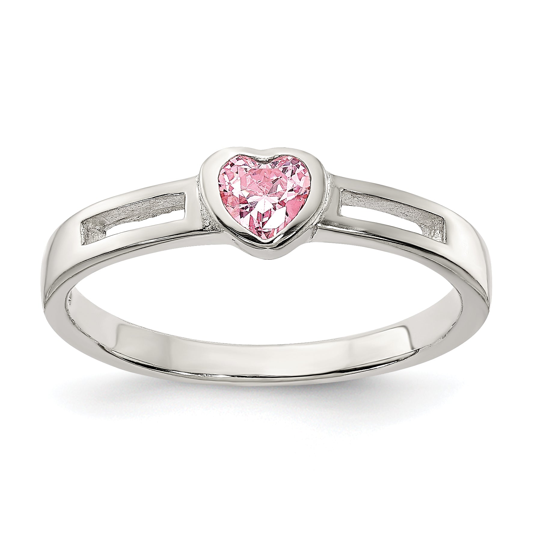 Sterling Silver Pink CZ Heart Ring Main image