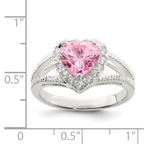 Sterling Silver Pink CZ Heart Ring