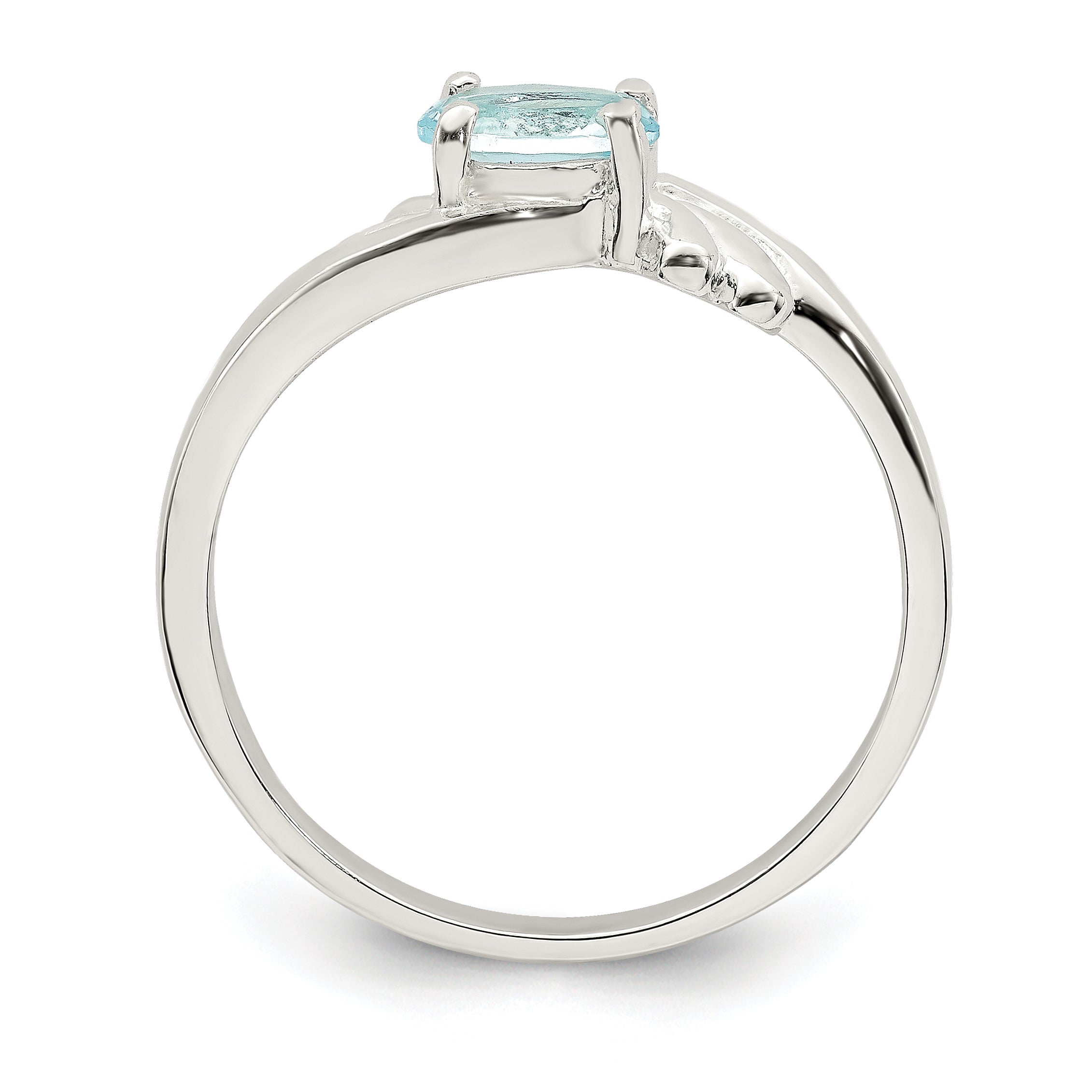 Sterling Silver Light Blue Oval CZ Ring Secondary image