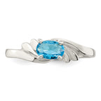 Sterling Silver Light Blue Oval CZ Ring