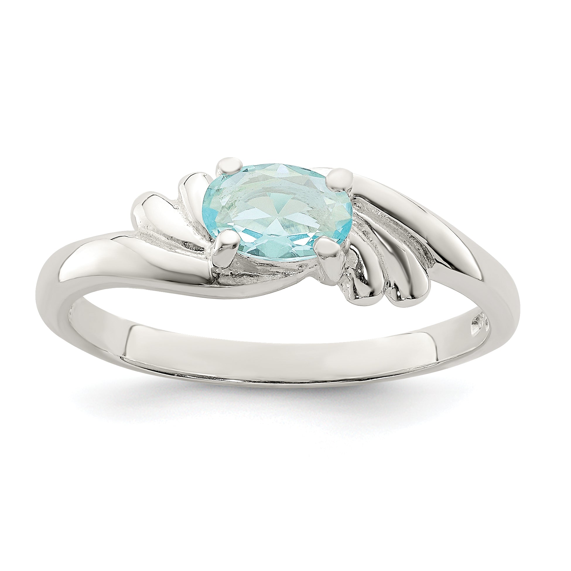 Sterling Silver Light Blue Oval CZ Ring Main image