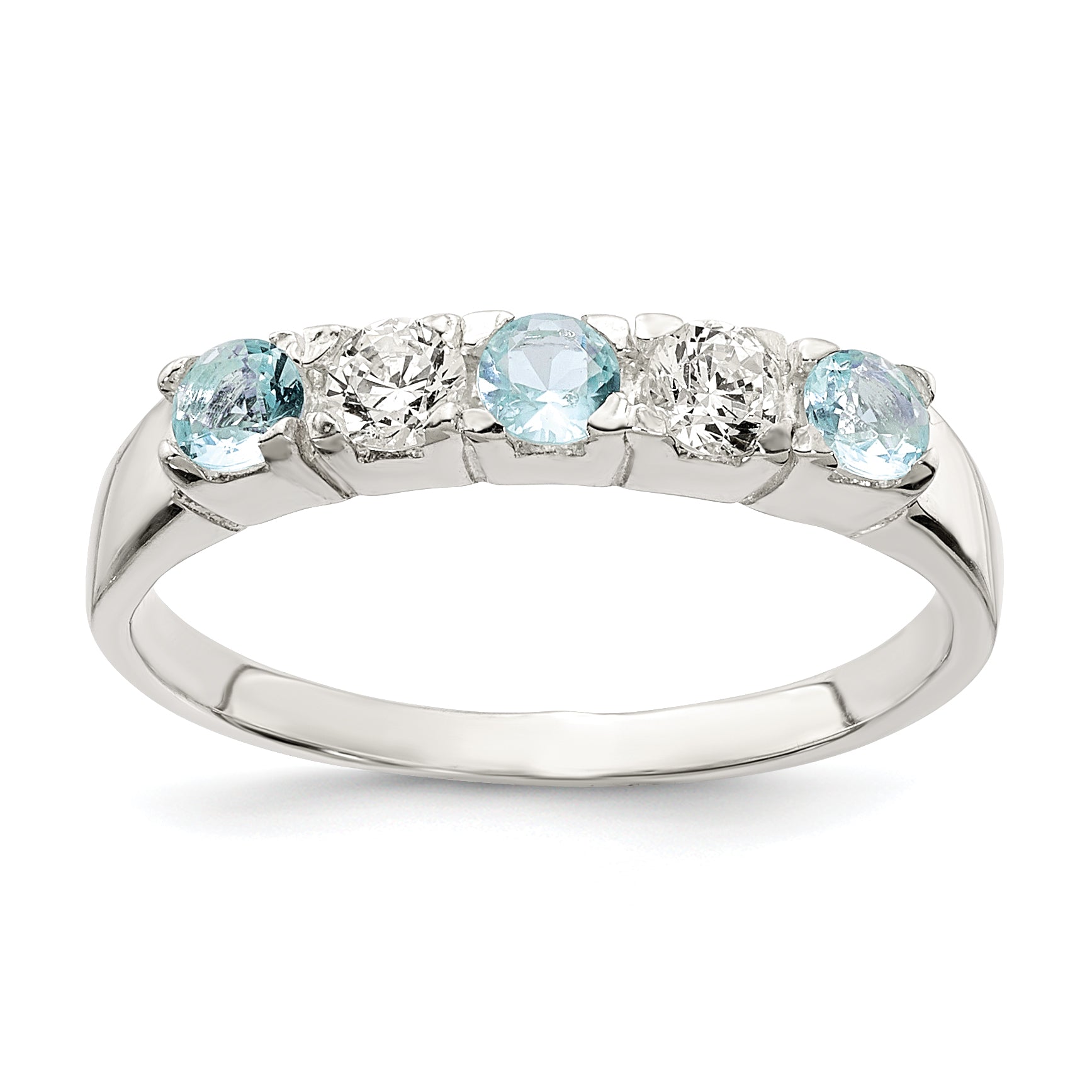 Sterling Silver Light Blue & White CZ Ring Main image