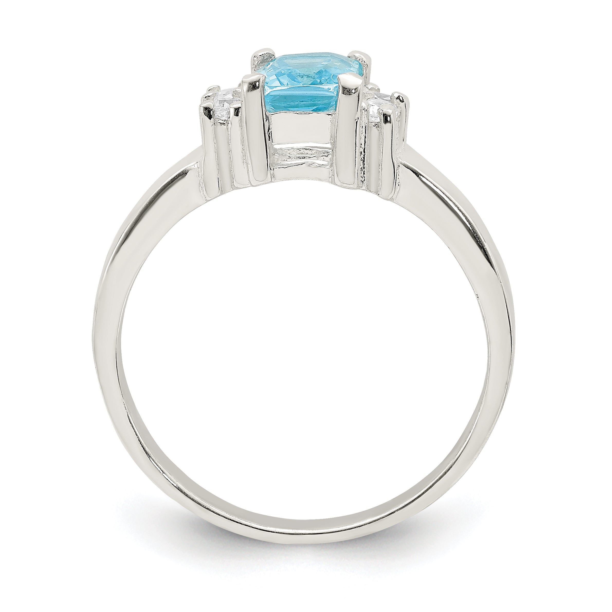 Sterling Silver Light Blue & White CZ Ring Secondary image