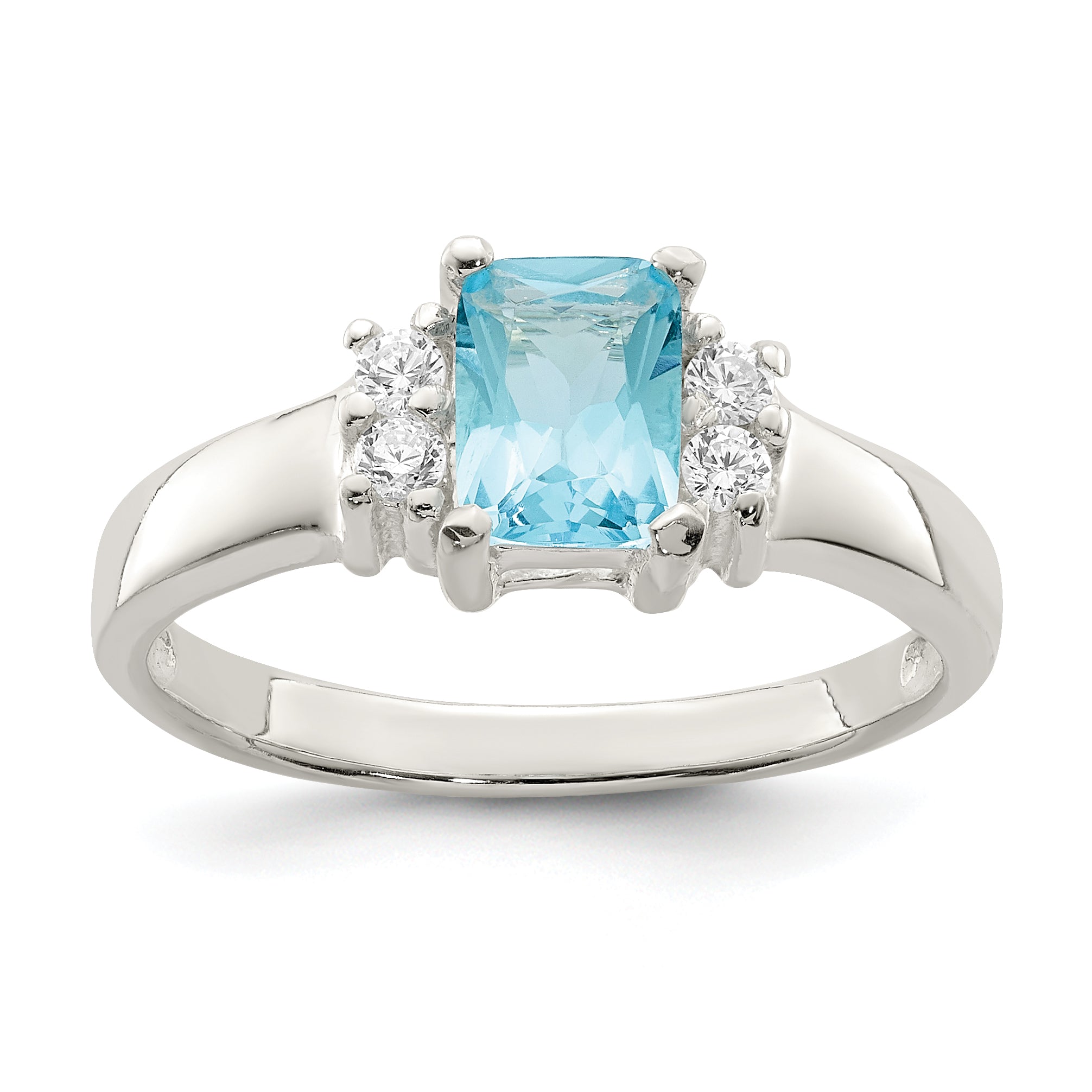Sterling Silver Light Blue & White CZ Ring Main image