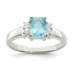Sterling Silver Light Blue & White CZ Ring
